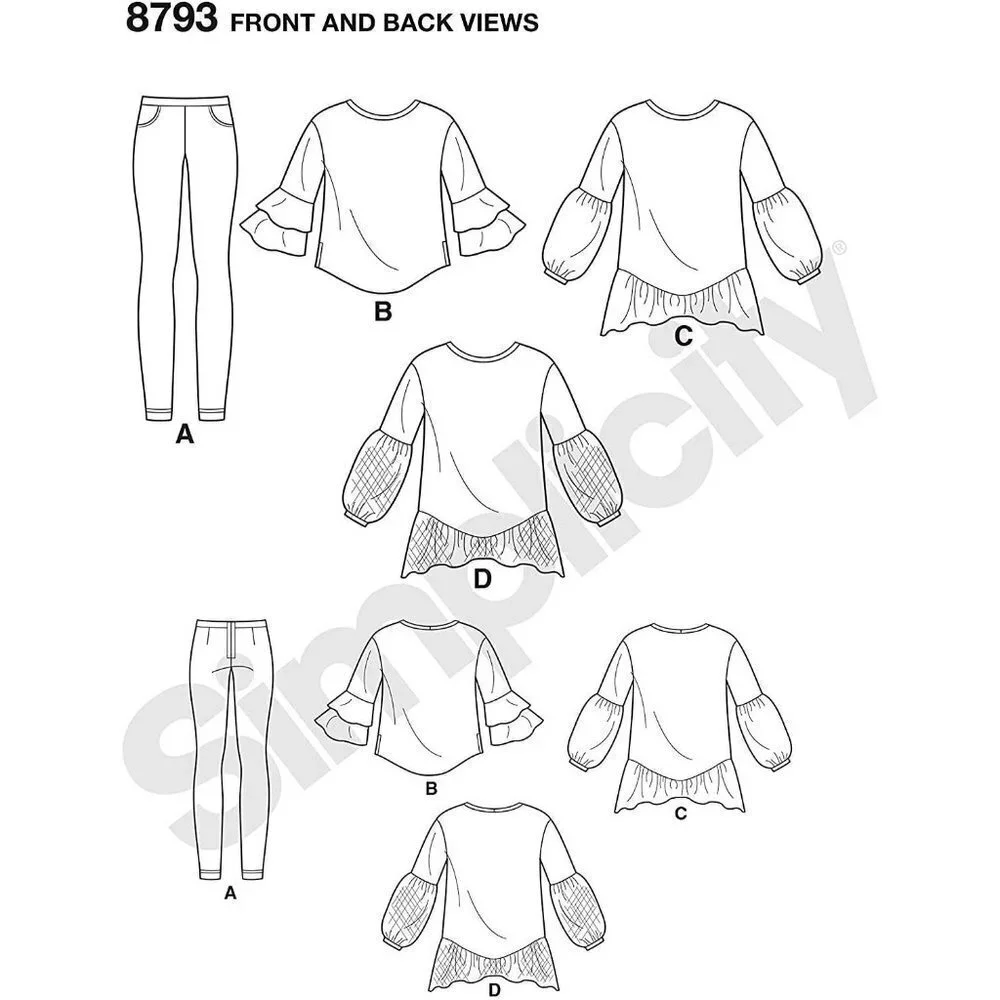 Simplicity Sewing Pattern 10027‎ 8793 Misses' Tunic with Knit Leggings Size 4-26